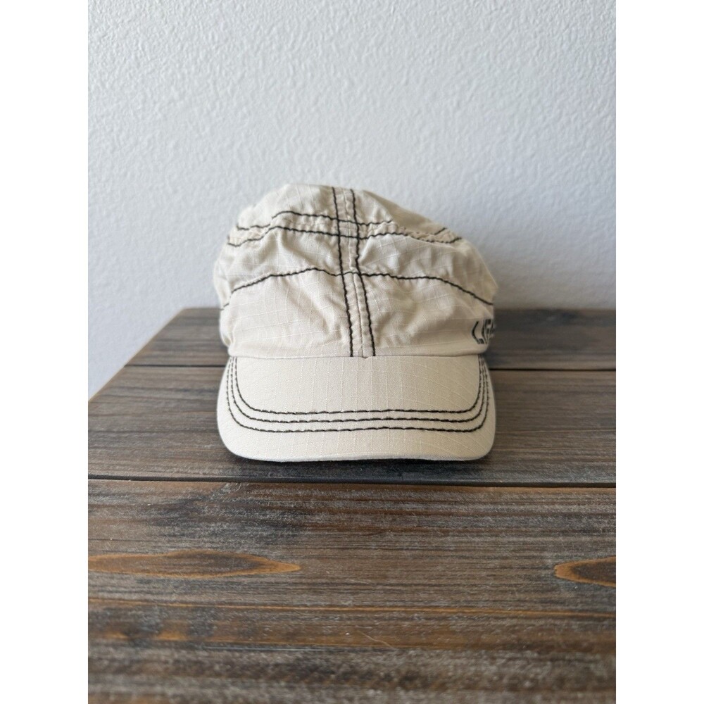 Life Is Good Cadet Hat Military Cap Beige Grid Stitching Graphic Heart One Size
